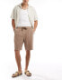 Pull&Bear baggy linen shorts in brown