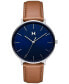 ფოტო #1 პროდუქტის Men's Legacy Slim Brown Leather Strap Watch 42mm