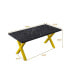 Фото #5 товара 70.87" Modern Square Dining Table With Printed Marble Tabletop+ X-Shaped Table Leg