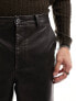 Reclaimed Vintage washed leather look straight leg trousers in black