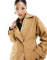 Фото #2 товара ASOS DESIGN premium shirred waist trench coat in teracotta