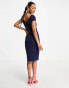 Фото #4 товара Closet London puff shoulder pencil dress with bodice detail in navy