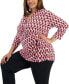 Plus Size Printed 3/4-Sleeve V-Neck Wrap Top