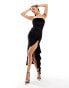 Фото #9 товара ASOS DESIGN velvet bandeau ruffle maxi dress in black