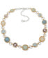 Фото #1 товара Anne Klein two-Tone Crystal Open Circle Collar Necklace, 16"+ 3" extender