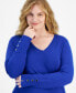 ფოტო #3 პროდუქტის Plus Size Buttoned-Cuff Sweater, Created for Macy's