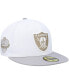 ფოტო #1 პროდუქტის Men's White, Gray Las Vegas Raiders 50th Anniversary Gold Undervisor 59FIFTY Fitted Hat