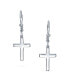 ფოტო #2 პროდუქტის Minimalist Simple Delicate Small Religious Cross Drop Dangle Earrings For Women Secure Lever back High Sterling Silver