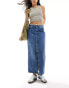 AllSaints Cyra double split denim maxi skirt in mid wash blue Mittlere Indigowaschung, 38 - фото #1