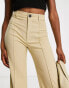 Pull&Bear high waisted tailored straight leg trouser in pale yellow