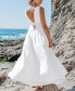 Фото #2 товара Women's White Plunging Smocked Keyhole Maxi Beach Dress