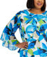 ფოტო #3 პროდუქტის Plus Size Printed Ruffle-Sleeve Top