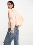 River Island crop button shacket in pale pink