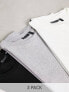 ASOS DESIGN – 3er-Pack T-Shirts mit Rundhalsausschnitt in Weiß, Grau meliert und Schwarz