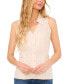 Women's Sleeveless Collared V-Neck Button Down Blouse