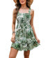 Фото #1 товара Women's Palm Leaf Sleeveless Square Neck Mini Beach Dress