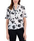 Women's Printed Tie-Neck Ruffle-Sleeve Blouse