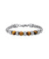 Men's Stainless Steel Wheat Chain and Tiger Eye Beads Bracelet