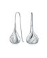 Фото #1 товара Carved Etched Puffed Pear Shaped Rain Drop Teardrop Earrings For Women Fishhook Sterling Silver 2Inch