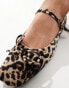 Фото #2 товара Public Desire Kandi bow ballet flats with strap in leopard velvet