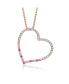 ფოტო #7 პროდუქტის Sterling Silver with Round Cubic Zirconia Thin Open Heart Frame Necklace