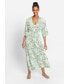 ფოტო #1 პროდუქტის Women's 4/5 Sleeve Palm Print Midi Dress