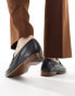 Фото #3 товара Walk London Capri Saddle Loafers In Black Leather