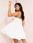 ASOS LUXE cotton sateen babydoll summer dress with corsage detail and wired hem in white