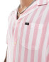 Lee loose fit short sleeve revere collar bold stripe lyocell shirt in pink Cassie-Rosa, S - фото #3