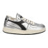 Diadora Mi Basket Row Cut Silver Used Lace Up Womens Silver Sneakers Casual Sho