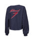 ფოტო #3 პროდუქტის Women's Threads C.J. Stroud Navy Distressed Houston Texans Name and Number Script Off-Shoulder Cropped Long Sleeve T-shirt