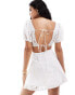 Фото #4 товара ASOS DESIGN bust cup mixed lace patchwork mini dress in white