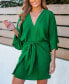 Women's Shamrock Green Surplice Mini Cover Up Dress
