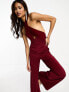 ASOS DESIGN halter cut out tailored jumpsuit in berry