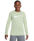 Фото #1 товара Футболка для малышей Nike Big Kids Dri-FIT Легендарная футболка для тренировок с длинным рукавом и принтом Лого.