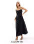 Фото #1 товара ASOS DESIGN Petite seamed maxi tennis sundress in black