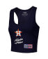 ფოტო #3 პროდუქტის Women's Navy Houston Astros Fast Lane Fitted Tri-Blend Cropped Tank Top