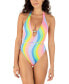 ფოტო #1 პროდუქტის Juniors' Soft Waves Cheeky One-Piece Swimsuit