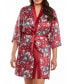 ფოტო #1 პროდუქტის Jenna Plus Size Contrast Satin Floral Robe with Self Tie Sash, 1 Piece