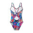 Women's UPF 50 Ring Back One Piece Swimsuit - Aqua Green Multi Pink M