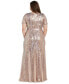 Фото #2 товара Plus Size Sequined Short-Sleeve Godet Gown