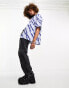 ASOS DESIGN boxy oversized revere linen mix shirt in blue tie dye BLAU, 2XS - Chest 34 - фото #1