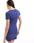 ASOS DESIGN ribbed scoop neck mini dress with cap sleeve in blue indigo Синий, 36 - фото #3