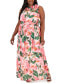 Фото #1 товара Plus Size Floral-Print Maxi Dress