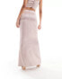 ASOS DESIGN satin ruched maxi skirt co-ord in blush