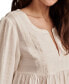 ფოტო #4 პროდუქტის Women's Split-Neck Embroidered Peasant Top