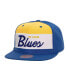 ფოტო #1 პროდუქტის Men's Blue Distressed St. Louis Blues Retro Script Colorblock Snapback Hat