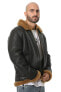 ფოტო #2 პროდუქტის Men's Shearling RAF B3 Aviator Jacket, Silky Brown with Ginger Wool