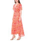 Women's Printed Flutter-Sleeve Smocked-Waist Maxi Dress