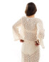 ONLY crochet long sleeve top co-ord in cream 2XL - EU 44 - фото #2